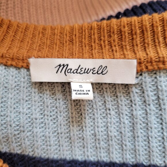 Madewell Striped Knit Sweater S Fall Autumn Layering Preppy‎ THOMPSON Rainbow - Picture 4 of 8
